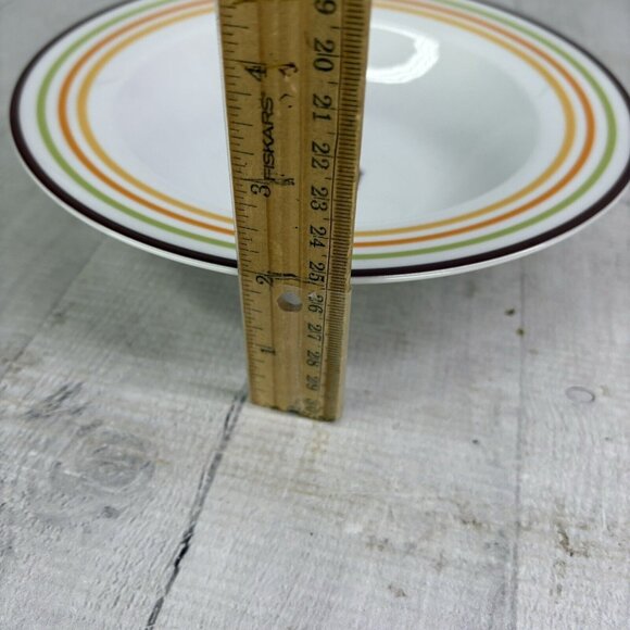 Rachael Ray LITTLE HOOT Autumn Stripe Owl Bands Porcelain Rim Soup Bowl Set of 4 - Picture 12 of 16